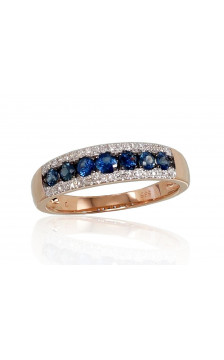Gold ring 1100664(Au-R+PRh-W+PRh-Bk)_DI+SA, Red Gold 585°, Rhodium (Plating) , Diamonds , Sapphire