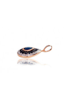 Gold pendant 1300412(Au-R+PRh-W+PRh-Bk)_DI+SA, Red Gold 585°, Rhodium (Plating) , Diamonds , Sapphire