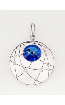 Silver pendant 2301535(Matt+POx-MattBk)_SV+SV-B, Silver 925°, oxide (Plating), Crystals