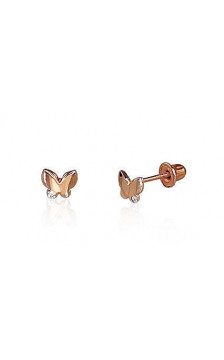 Gold screw studs earrings 1200487(Au-R)_CZ, Red Gold 585°, Zirkons