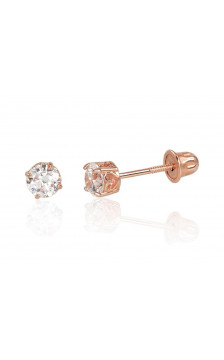 Gold screw studs earrings 1200997(Au-R)_CZ, Red Gold 585°, Zirkons
