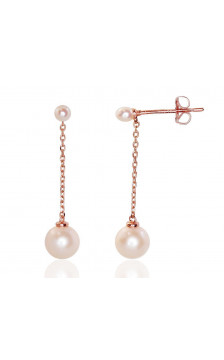 Gold classic studs earrings 1201044(Au-R)_PE, Red Gold 585°, Fresh-water Pearl