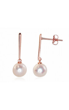 Gold classic studs earrings 1201045(Au-R)_PE, Red Gold 585°, Fresh-water Pearl