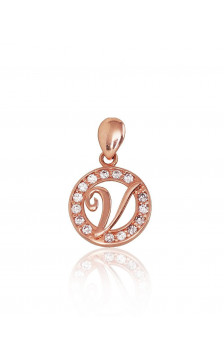Gold pendant 1300142(Au-R)_CZ, Red Gold 585°, Zirkons