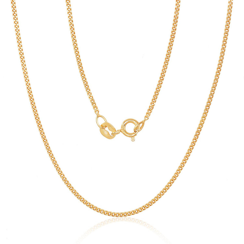 Silver chain Curb 1.5 mm , diamond cut 2400108(PAu-Y), Silver 925°, yellow gold (Plating)